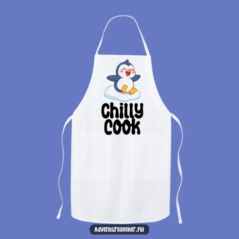 Funny Penguin Apron: Cheerful Character's Ice Slide Kitchen Fun, Gift for Cooks