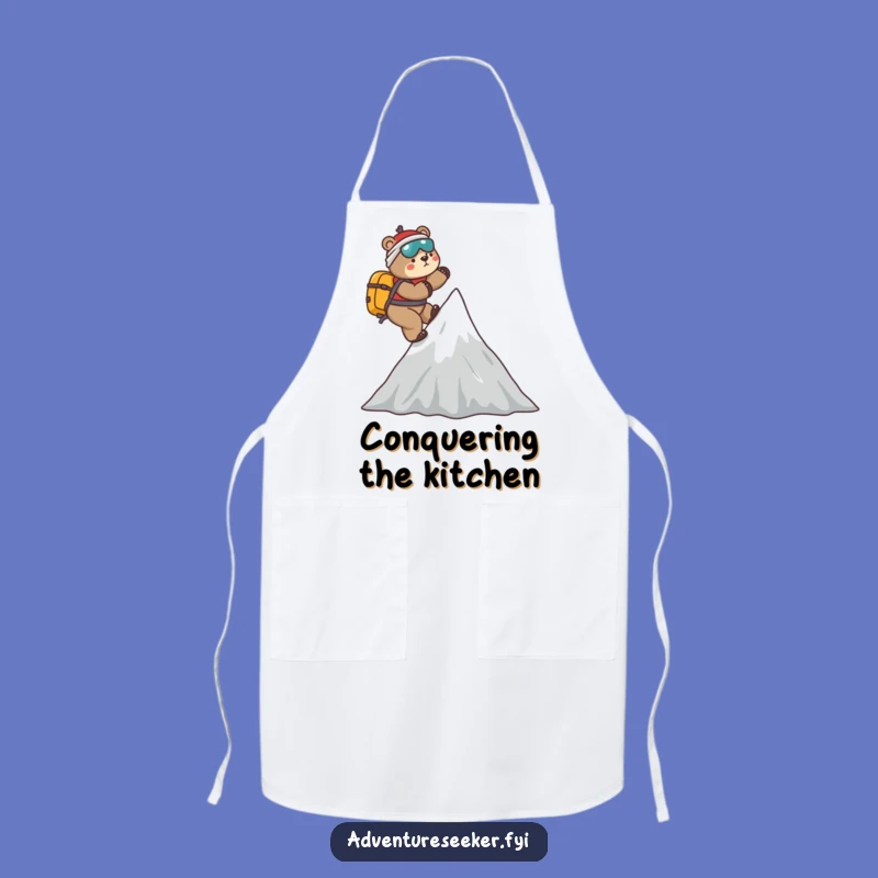 Funny Bear Mountaineer Apron: Playful Chef's Gift for Kitchen Peaks