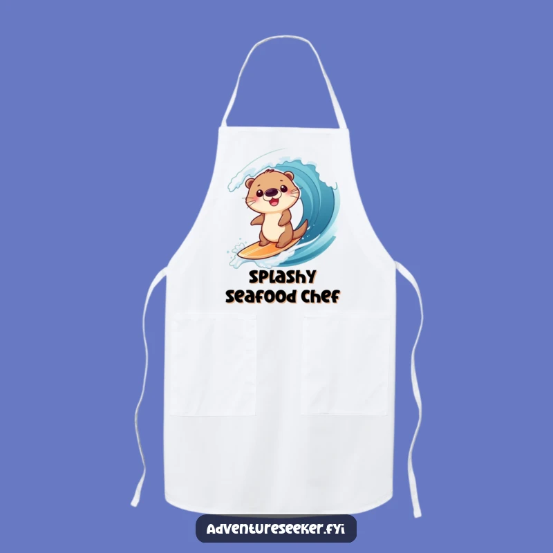 Funny Otter Surfing Apron: Giggling Character's Kitchen Wave Fun, Gift for Cooks