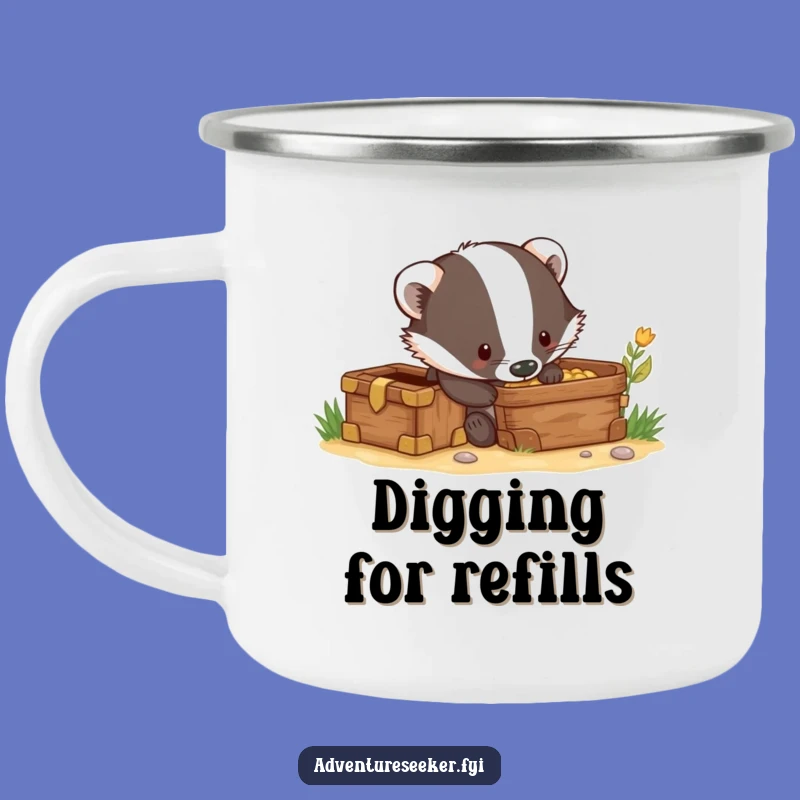 Funny Badger Treasure Dig Camping Mug: Explore & Sip!