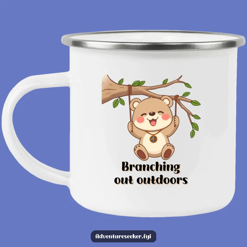 Durable Funny Bear Cub Compass Camping Mug, Adventure Drinkware, Unique Funny Gift