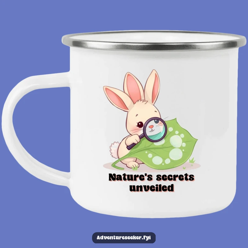 Durable Funny Rabbit Magnifying Leaf Camping Mug, Nature Explorer Drinkware, Unique Funny Gift