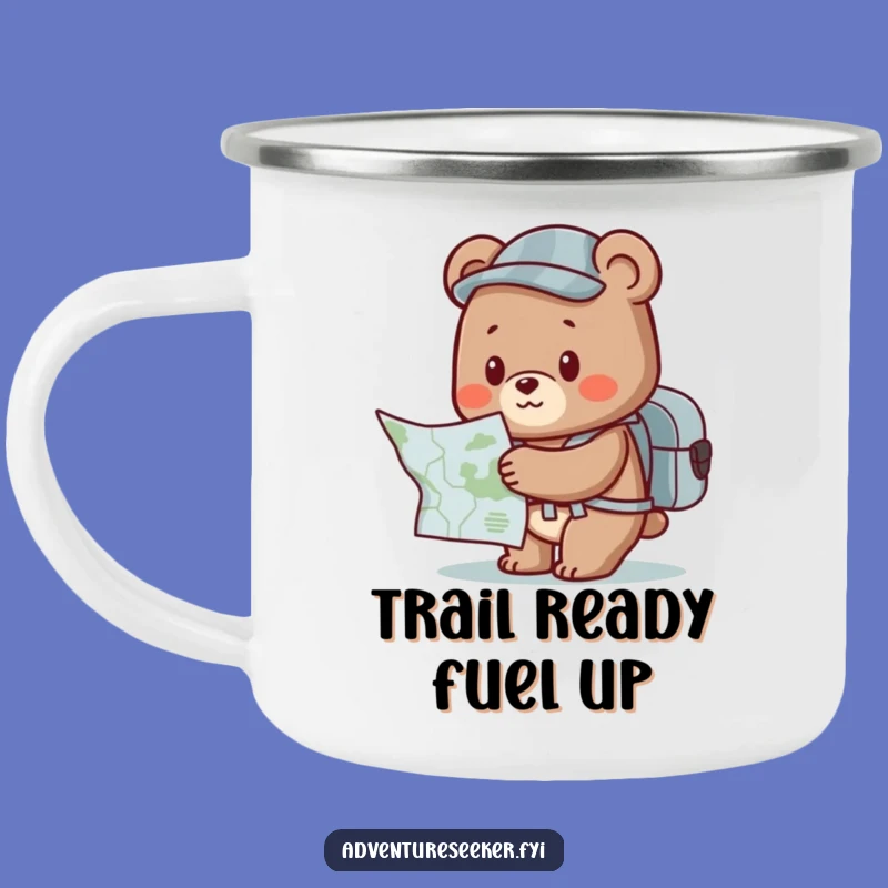 Funny Bear Explorer Camping Mug: Cute Character Map Drinkware, Rugged Funny Gift