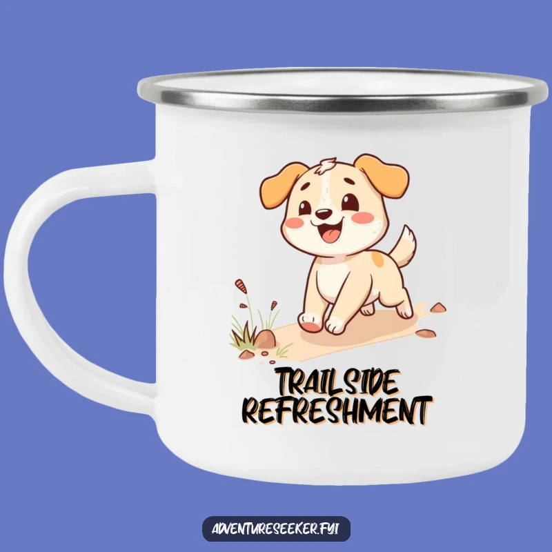 Funny Happy Dog Camping Mug: Trailside Enthusiast, Perfect Funny Gift for Outdoor Dogs!