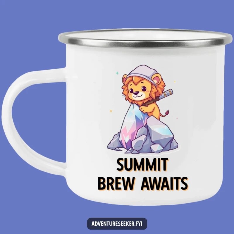 Funny Lion Explorer Camping Mug: Rugged Adventure Cup, Hilarious Outdoor Gift