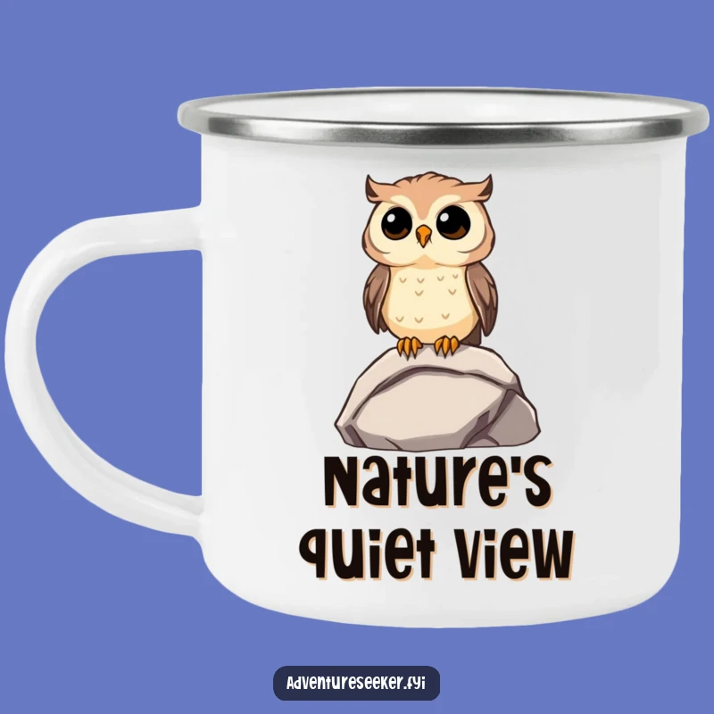 Funny Owl Gazer Camping Mug: Curious Character Drinkware, Rugged Funny Gift
