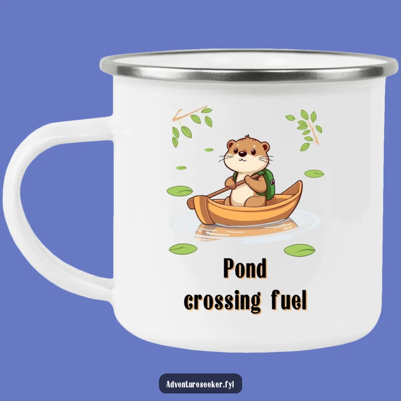 Durable Funny Otter Leaf Boat Camping Mug, Adventure Drinkware, Unique Funny Gift