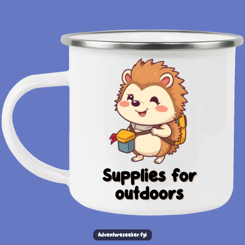 Funny Hedgehog Explorer Camping Mug: Packed for Outdoor Adventures!