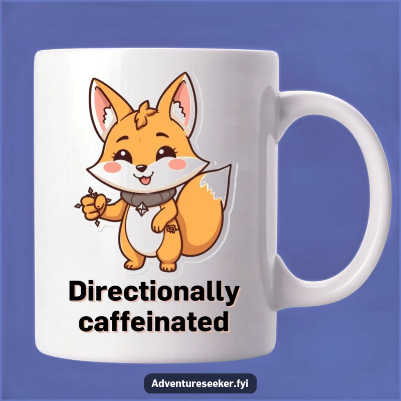 Funny Fox Compass Mug: Determined Character Leading the Way, Ideal Funny Gift