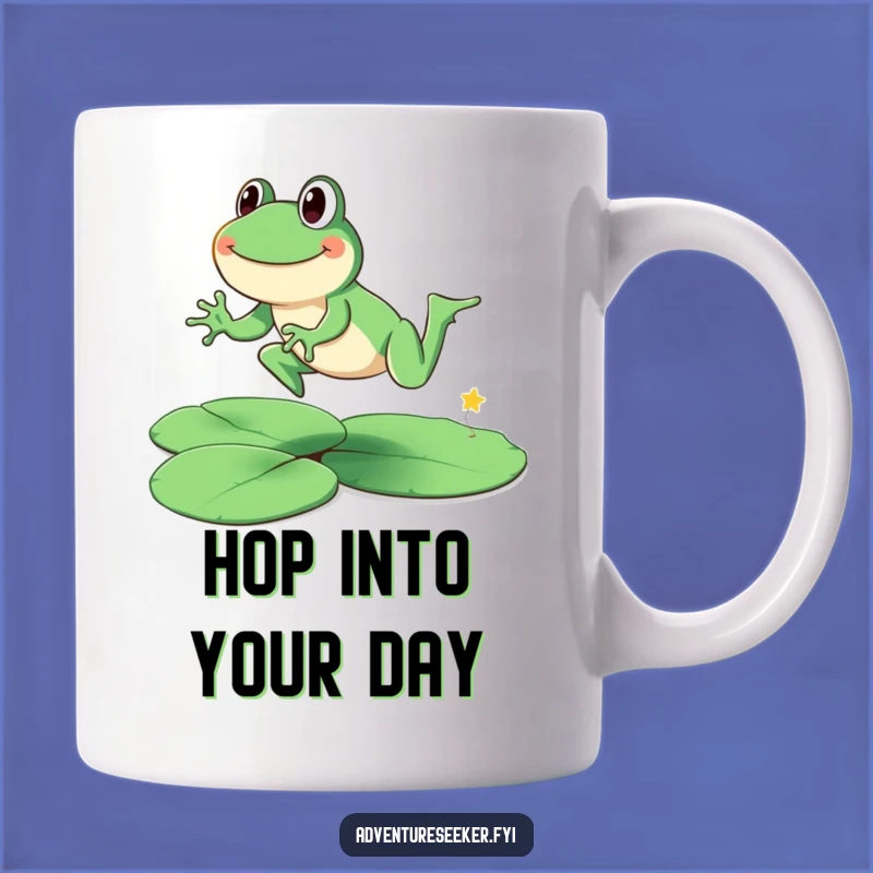 Funny Frog Leap Mug: Smiling Character's Pond Adventure, Perfect Gift