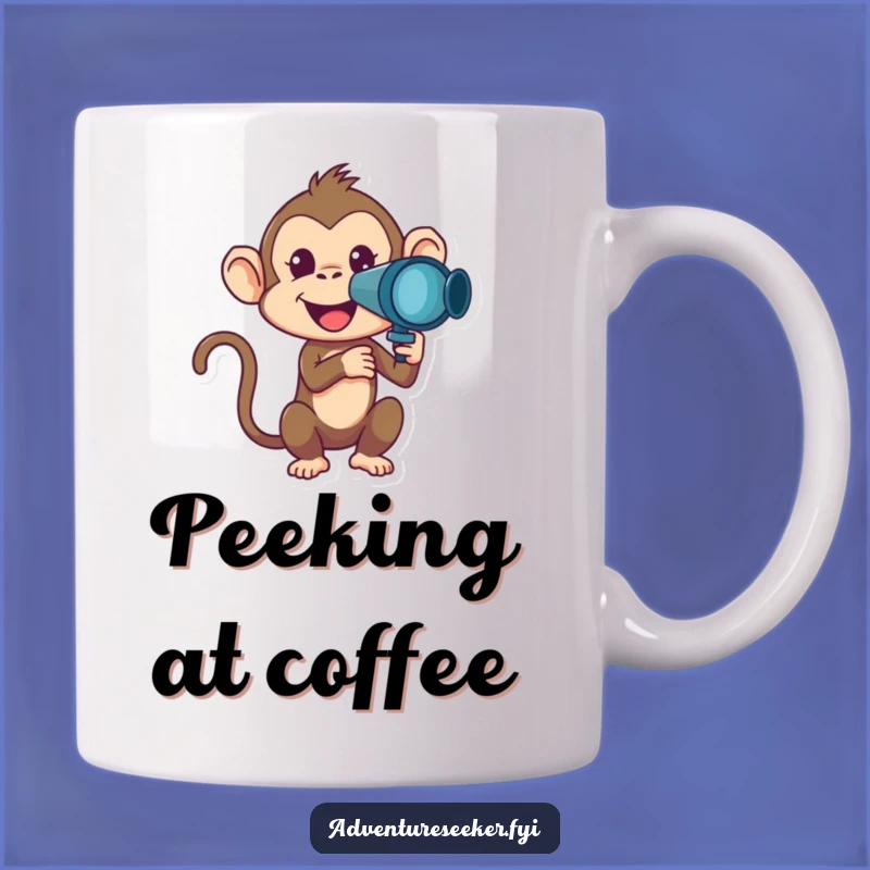 Funny Monkey Telescope Mug: Humorous Gift for Curious Explorers
