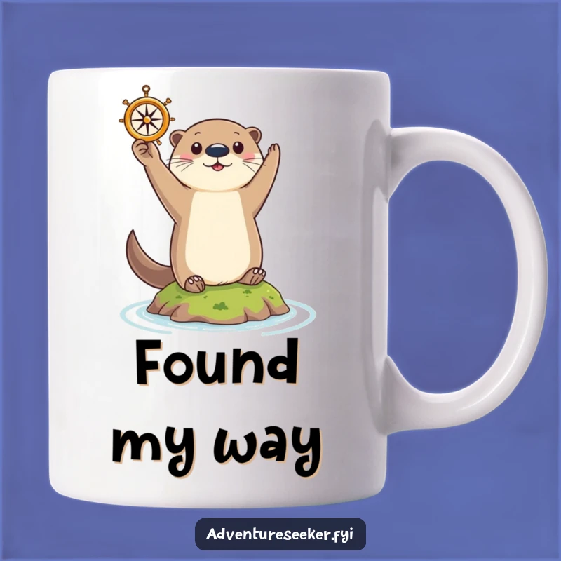 Funny Otter Navigator Mug: Curious Animal Holding Compass, Perfect Humorous Gift