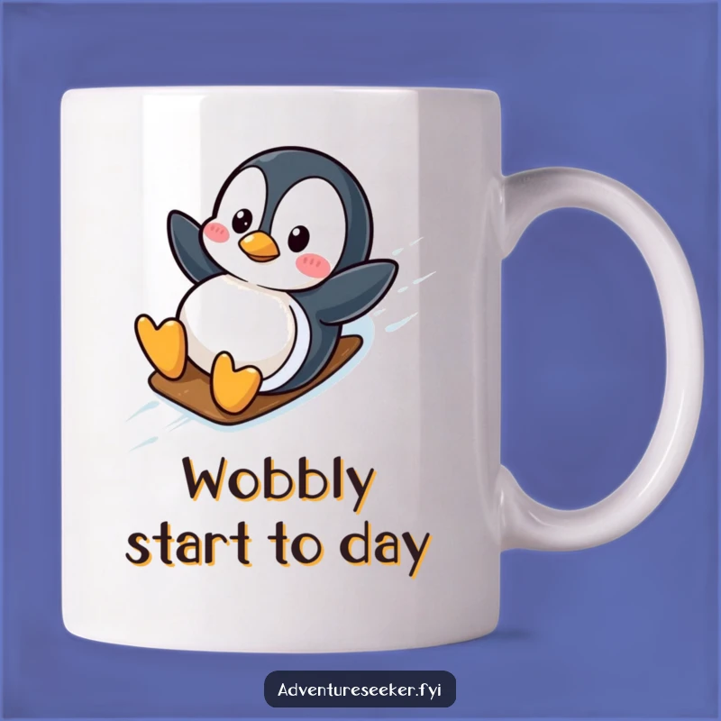 Funny Penguin Slide Mug: A Wobbly Bird's Adventure, Perfect Gift for Fun Lovers