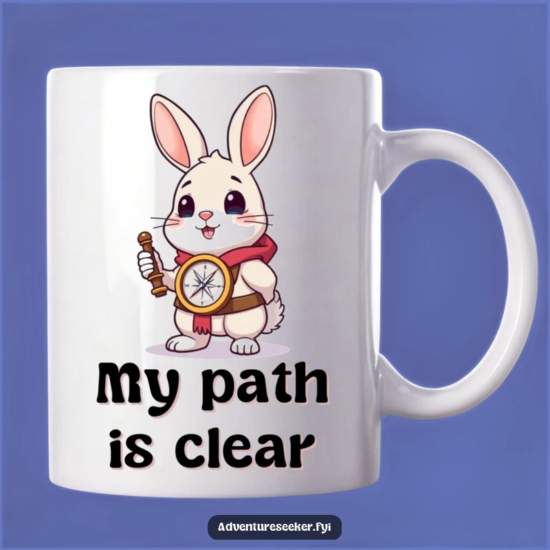Funny Rabbit Explorer Mug - Brave Compass Design, Perfect Gift for Navigators
