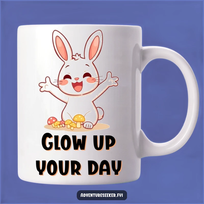 Funny Bunny Mushroom Mug: Cheerful Discovery of Glowing Wonders, Perfect Funny Gift