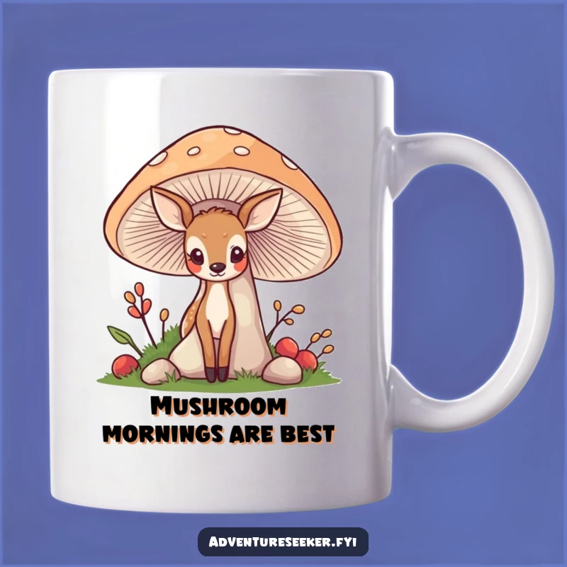 Funny Deer Mushroom Mug: Shy Wanderer Coffee Cup, Perfect Hilarious Gift for Nature Lovers