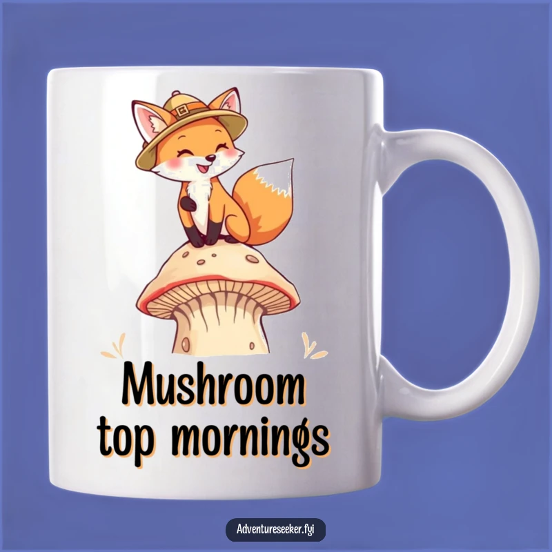 Funny Fox Pith Helmet Mushroom Mug, Woodland Adventure Gift, Perfect Explorer Mug
