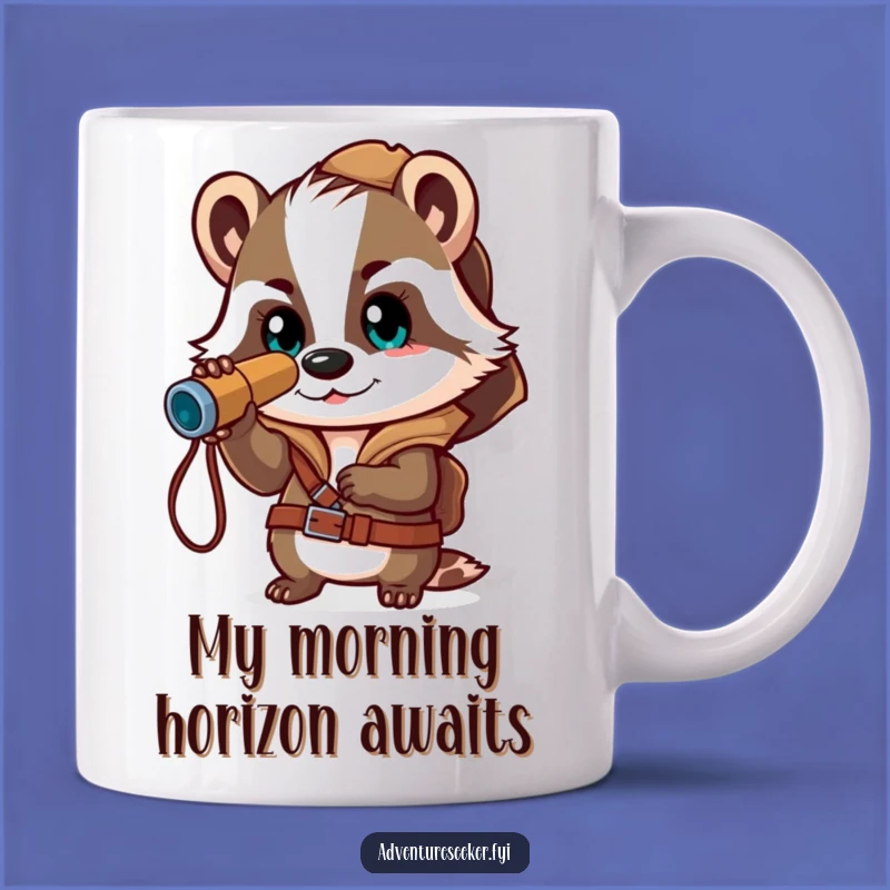 Funny Badger Explorer Mug: Brave Wildlife Gift for Adventure Lovers