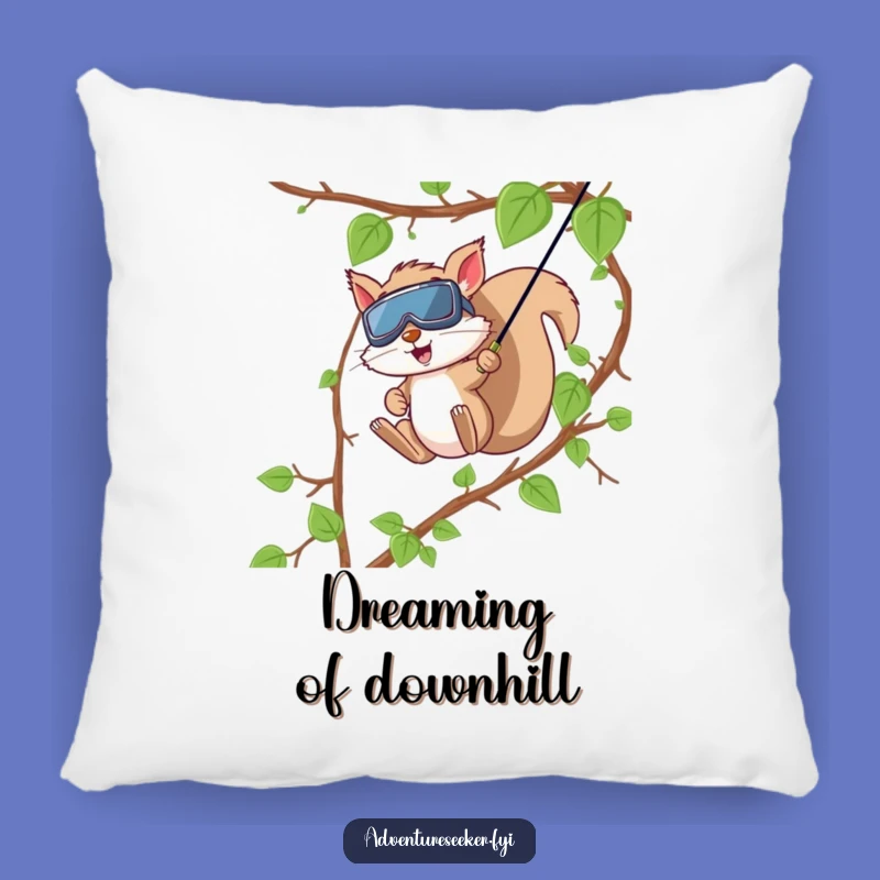 Comfy Funny Squirrel Zip Line Pillow, Cozy Adventure Accent, Adorable Funny Gift
