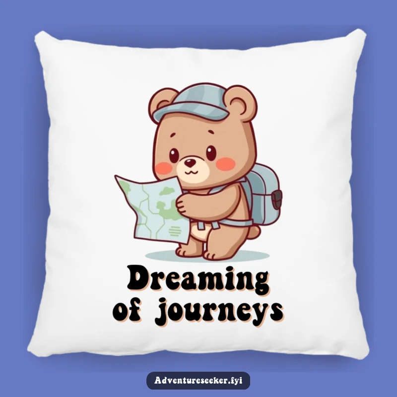 Funny Bear Adventure Pillow: Cute Explorer Character Decor, Comfy Funny Gift