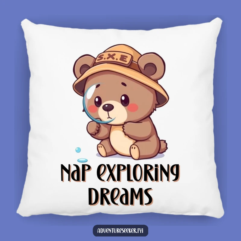 Funny Bear Cub Explorer Pillow: Cozy Comfort with a Determined Cub's Tiny Discovery, Great Funny Gift