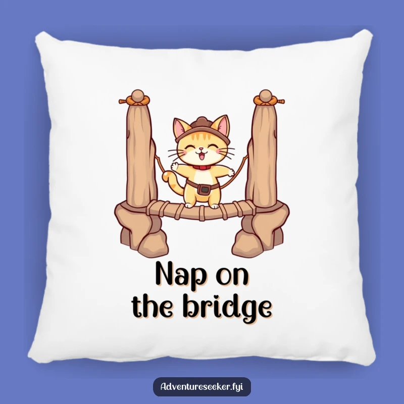 Funny Cat Bridge Pillow: Cozy Comfort for Brave Dreamers, Perfect Gift