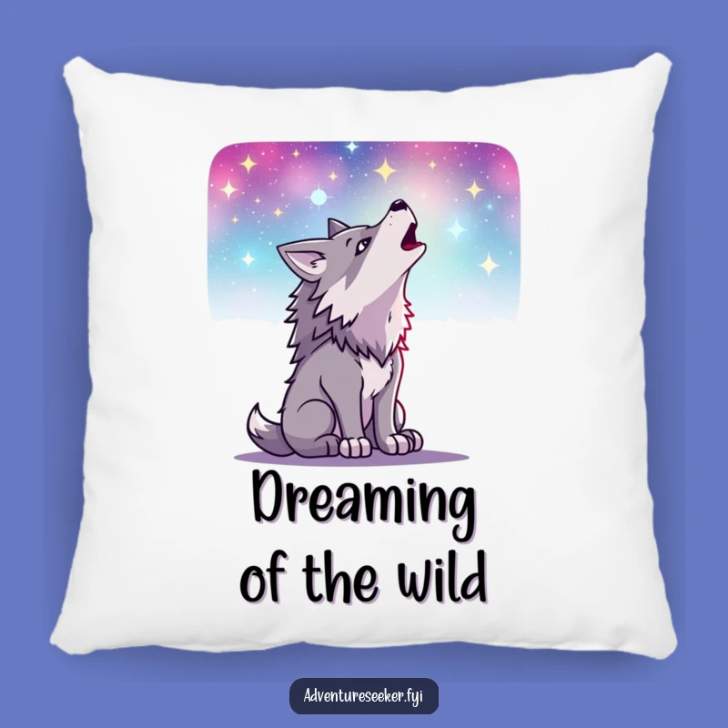 Funny Wolf Howling Pillow: Determined Character's Starry Night Comfort, Cozy Gift