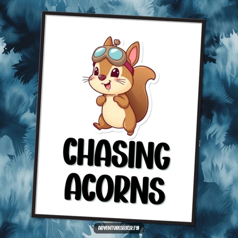 Funny squirrel aviator digital art print of a cheerful squirrel in an aviator hat, taking flight with glee.