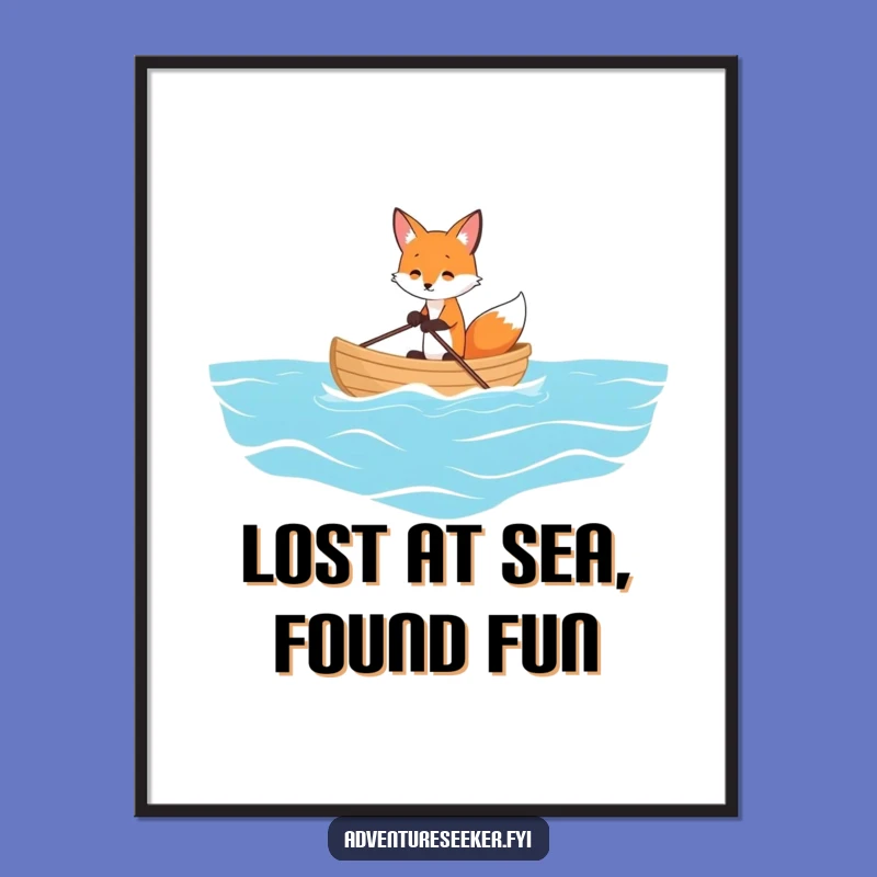 Funny Fox Ocean Voyage Digital Art: Whimsical & Hilarious Decor
