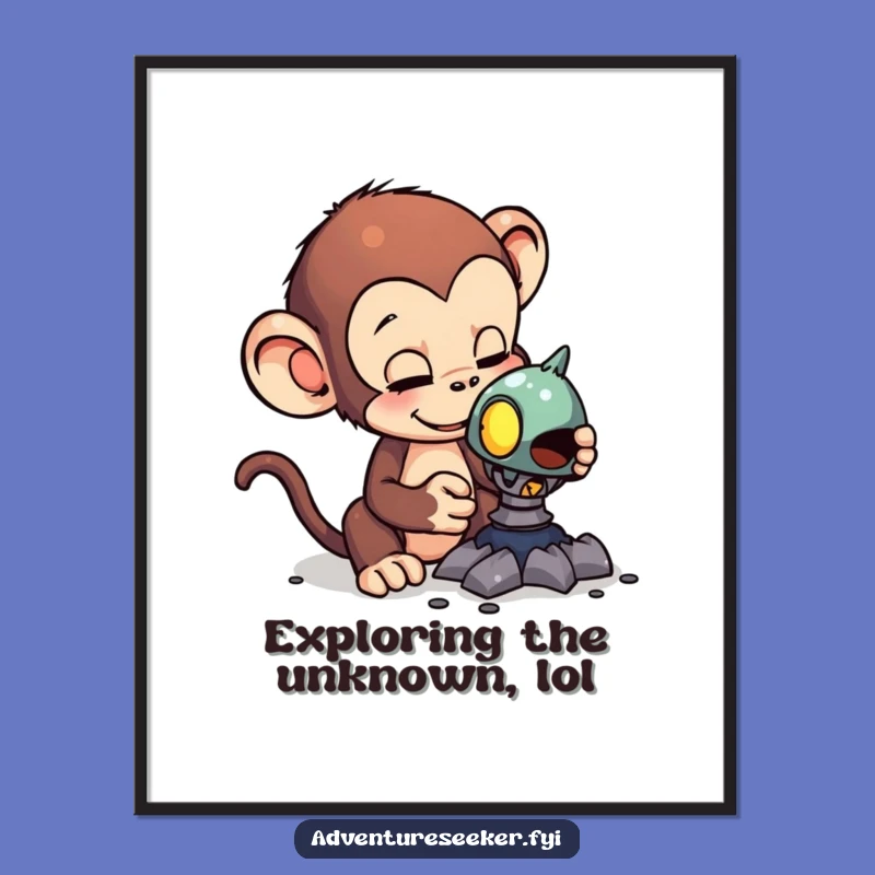 Funny Monkey Alien Artifact Digital Art: Intriguing & Hilarious Decor