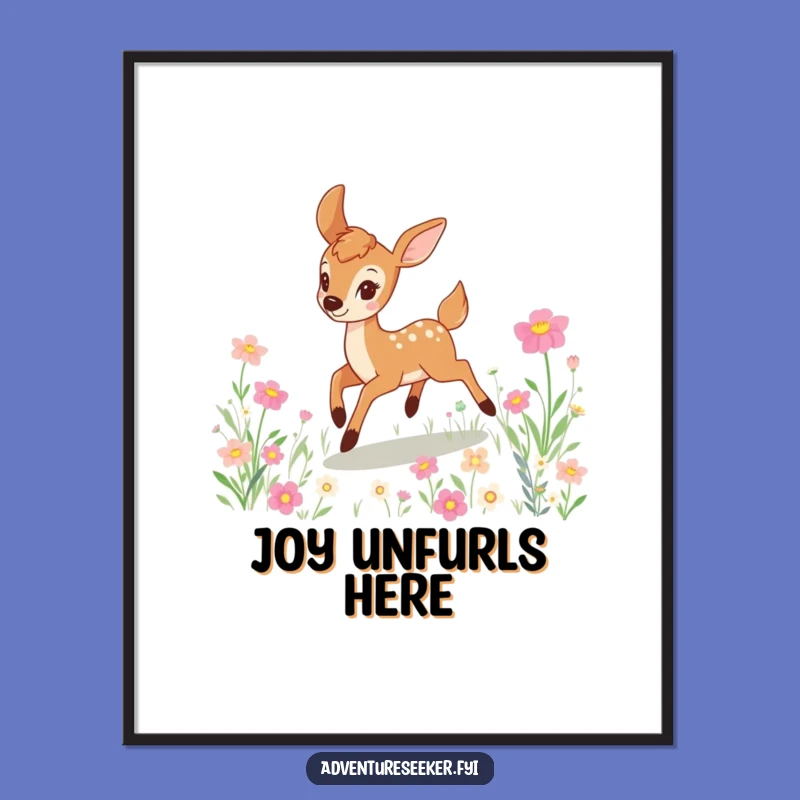 Funny Deer Joyful Meadow Digital Art: Hilarious & Vibrant Print, Perfect Gift