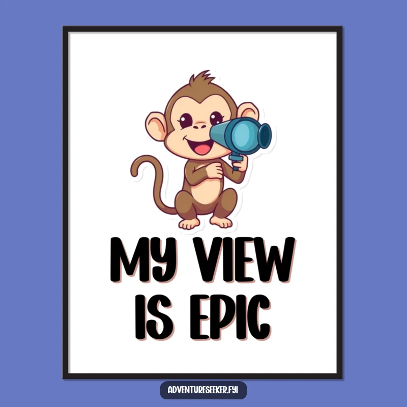 Funny Monkey Digital Art Print: Humorous Decor for the Curious Heart