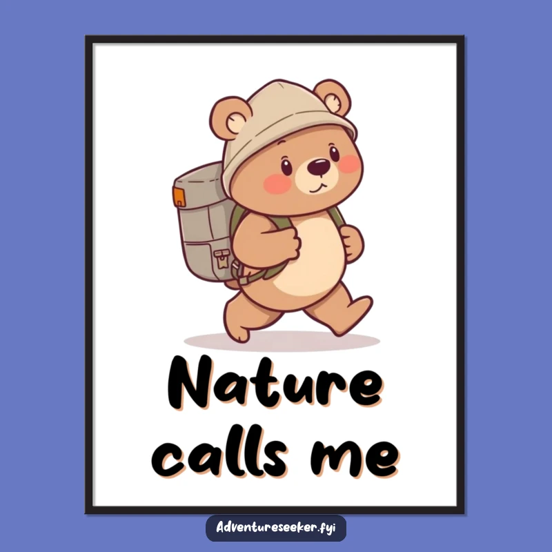 Funny Bear Explorer Digital Art - Instant Adventure Decor, Perfect Funny Gift Download