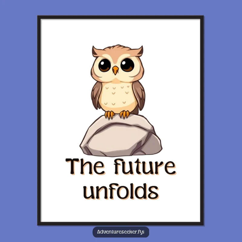 Funny Owl Contemplation Digital Print: Curious Character Art, Instant Funny Gift