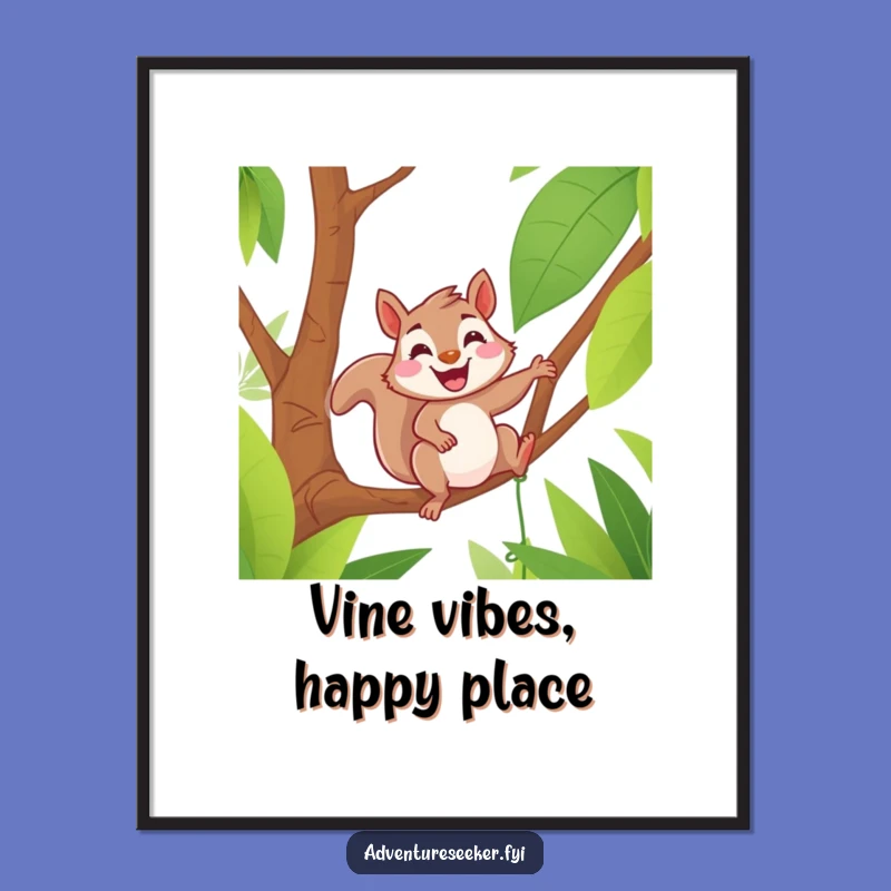 Funny Squirrel Jungle Vine Digital Art: Vibrant & Hilarious Decor