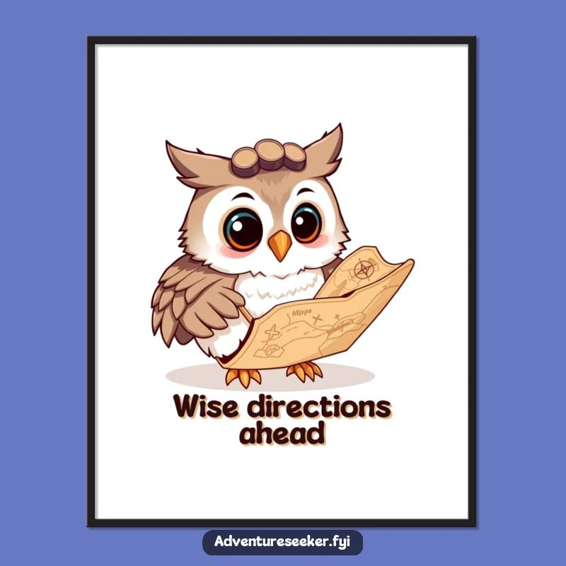 Funny Owl Navigator Digital Art: Wise Explorer, Hilarious Decor