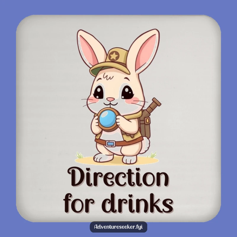 Funny Rabbit Scout Coaster: Curious Explorer Drink Protector Gift
