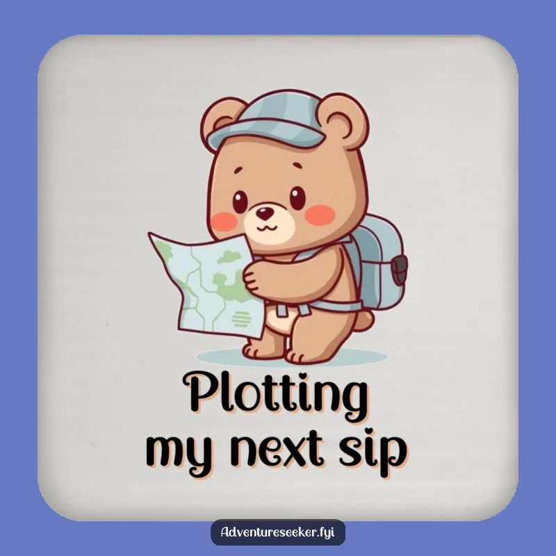 Funny Bear Adventure Coaster: Cute Map Character Drinkware, Protective Funny Gift