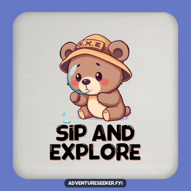 Funny Bear Cub Explorer Coaster: Determined Cub's Tiny Discovery Protection, Perfect Funny Gift