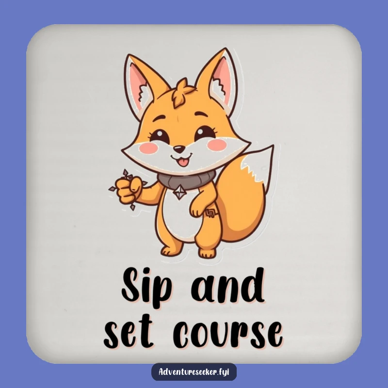 Funny Fox Compass Coaster: Determined Character Drinkware, Protective Funny Gift