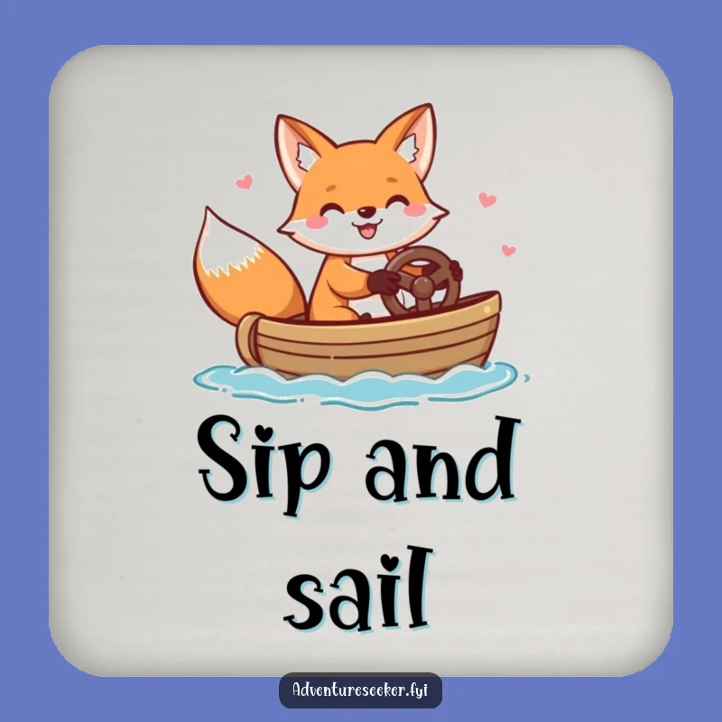 Funny Fox Steering Boat Coaster Set - Protect Surfaces, Charming Funny Gift