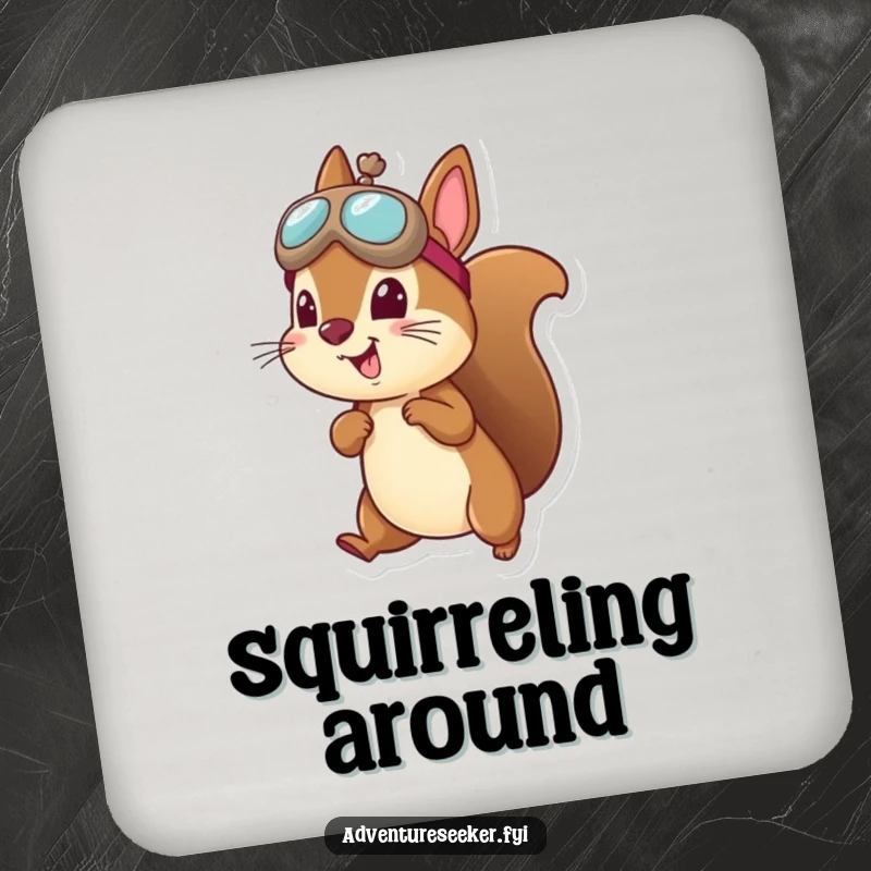 Funny squirrel aviator coasters featuring a cheerful squirrel in flight, adding a touch of fun to drink service.