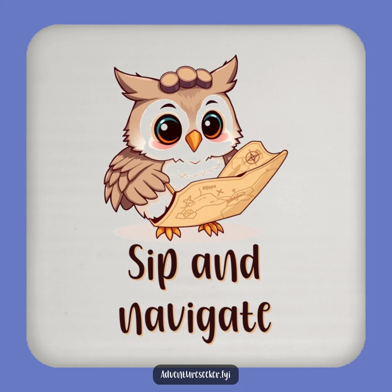 Funny Owl Navigator Coaster: Wise Explorer Protection, Hilarious Drink Accessory