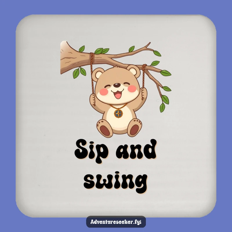 Funny Bear Cub Compass Coasters, Protect Surfaces with Adventure, Charming Funny Gift