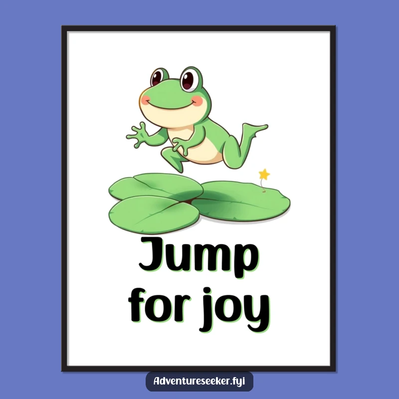 Funny Frog Leap Poster: Joyful Art for Nature Lovers, Perfect Gift