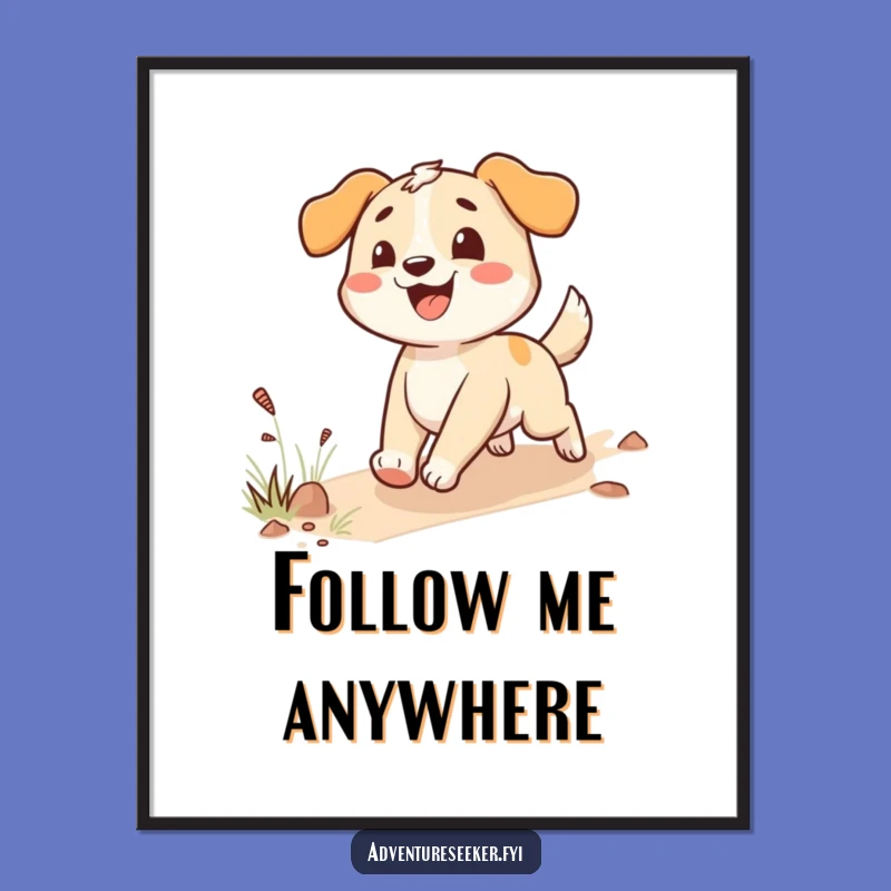 Funny Happy Dog Poster: Enthusiastic Trail Art, Perfect Funny Gift for Dog-Themed Decor!