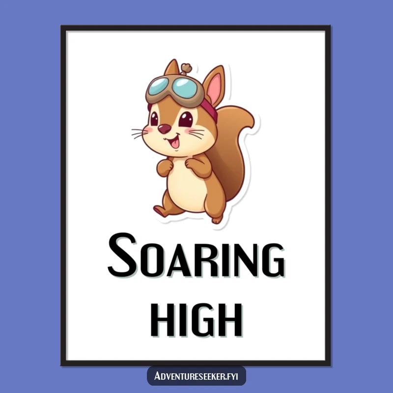 Funny Squirrel Aviator Poster - Cheerful Wall Art, Perfect Funny Gift for Aviation Fans