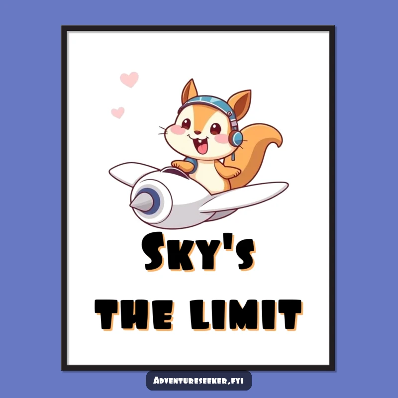 Funny Squirrel Pilot Poster: Giggling Flyer Art, Hilarious Wall Decor