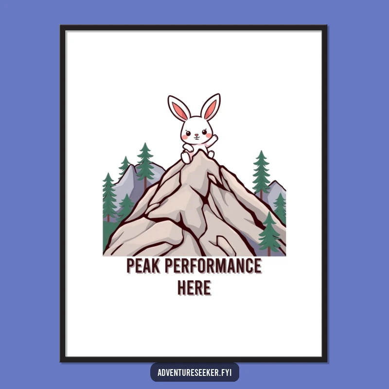 Funny Climbing Rabbit Poster: Motivational Peak Art, Perfect Funny Gift for Inspired Spaces!