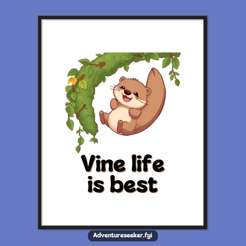 Funny Otter Vine Slide Poster: Hilarious Jungle Wall Art!